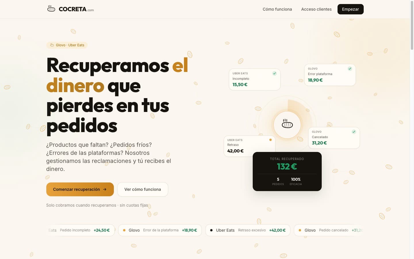 Cocreta — Recupera el dinero de tus pedidos